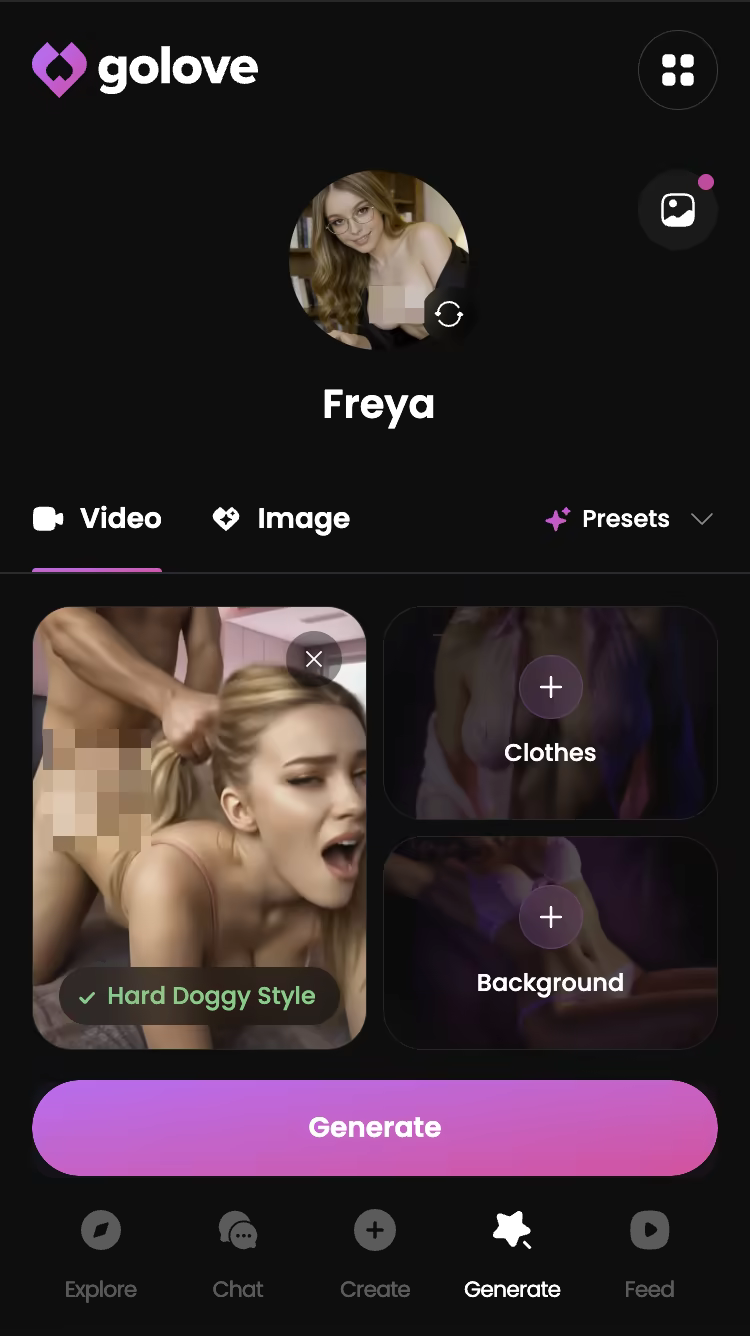 photo-to-video generation screen